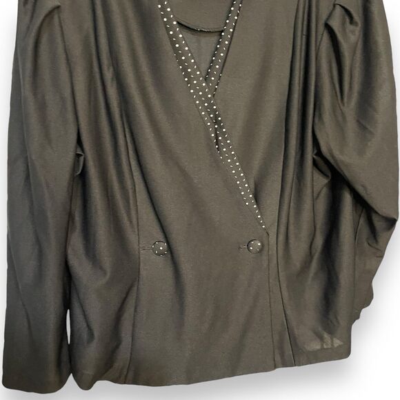 Just 4 INC Blazer Jacket Women's 22 Black Double Breasted Vintage Polka Dot Trim - Picture 3 of 7